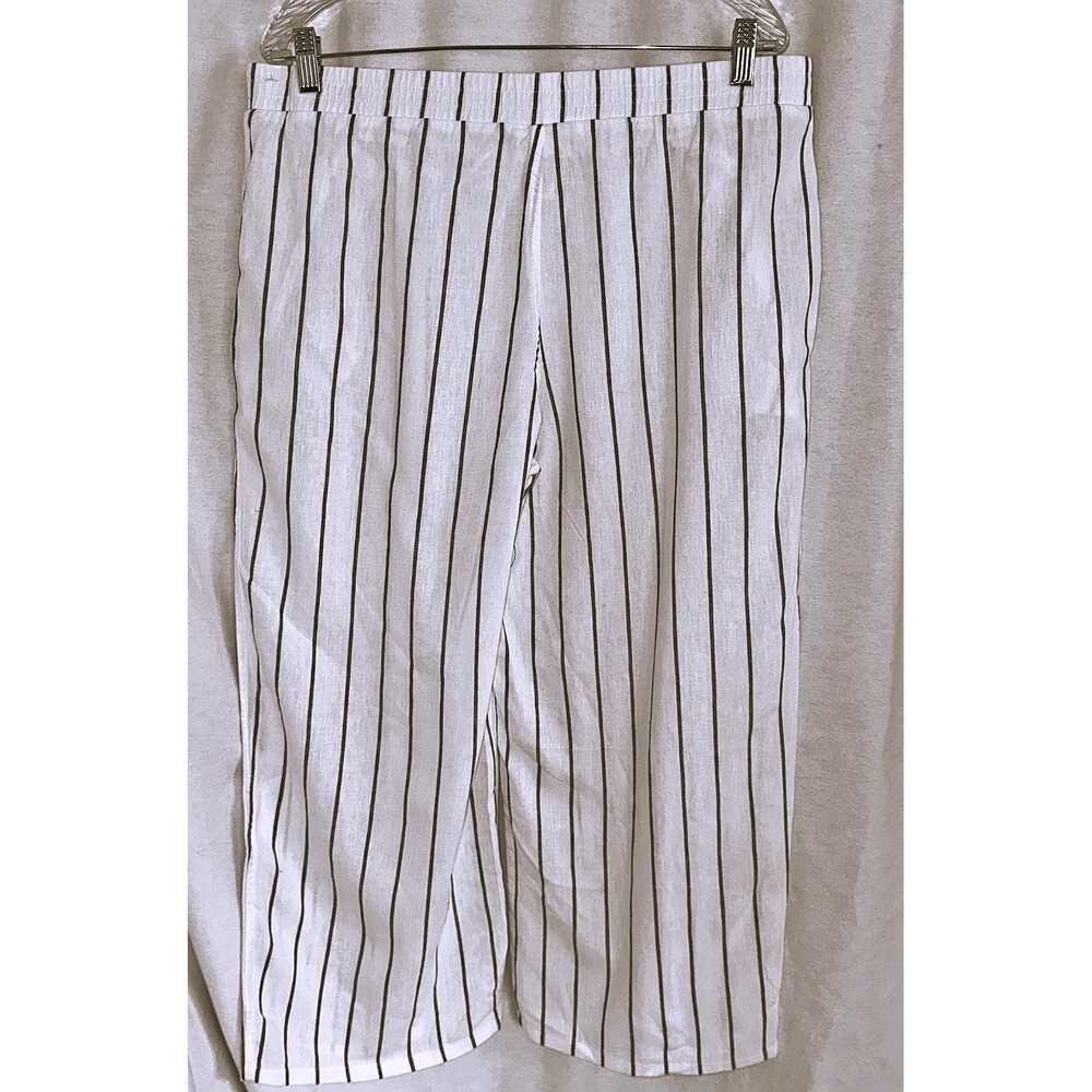 Linen Blend NWOT 2 piece White & Tan flowy pants & sleeveless top XL - Picture 5 of 9
